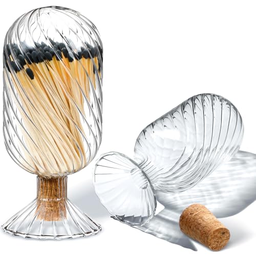 Cinnvoice Helix Shaped Glass Matches Cloche Decorative for 4 Inch Candle Matches Trendy Fireplace Display Decor Not Include MatchesClear295 x 61 inches